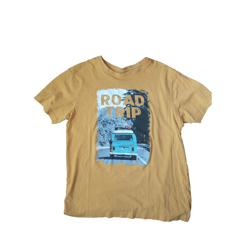 Mens Road Trip Graphic T-Shirt Short Sleeve Blue Van Vacation S/P